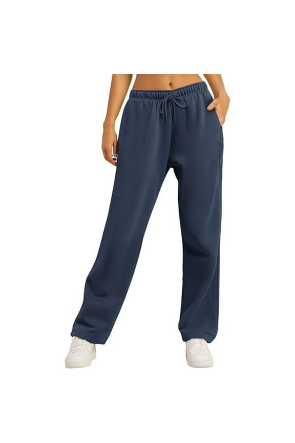 Womens Wide Leg Joggers 2024 Fall Trendy Baggy Pants Y2K Elastic Waist Jogger Sweatpants Track Pants Black XX-Large