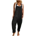 thumbnail image 1 of Womens Wide Leg Jumpsuits Casual Cold Shoulder Solid Color Adjustable Suspender Romper Ladies One Piece Summer Outfits, 1 of 8