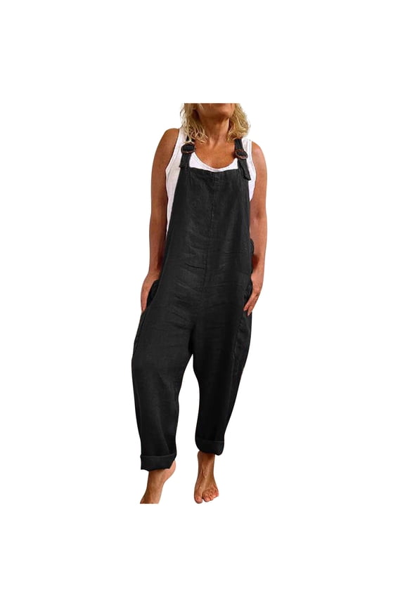 Womens Wide Leg Jumpsuits Casual Cold Shoulder Solid Color Adjustable Suspender Romper Ladies One Piece Summer Outfits