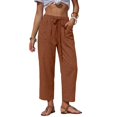 thumbnail image 1 of Womens Wide Leg Linen Pants Elastic Waist Lightweight Casual Flowy Palazzo Lounge Trousers with Pockets, M, 1 of 7