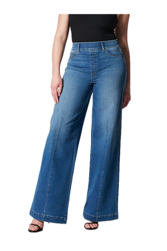 Womens Wide Leg Long Jeans Solid Chic Casual Everyday Pants With Modern Fit For Comfortable All Day Wear Soft Stretch