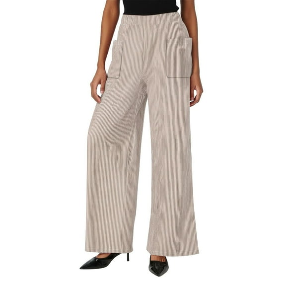 Womens Wide Leg Long Pants Summer High Waist Striped Palzzo Trousers Casual Bandage Lightweight Lounge Pants Loose Dressy Office Work Bottoms Plus Size