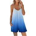 thumbnail image 1 of Womens Wide Leg Overalls Sleeveless Rompers Adjustable Spaghetti Strap Summer Loose Shorts Jumpsuit with Pockets (M, Blue 01), 1 of 7