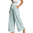 thumbnail image 1 of Womens Wide Leg Palazzo Cotton Linen Pants Lace High Waisted 2026 Summer Casual Loose Flowy Travel Work Trousers, 1 of 5