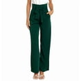 thumbnail image 1 of Womens Wide Leg Palazzo Pants Belted High Waisted Business Casual Flowy Long Trousers with Pockets Dark Green M, 1 of 7