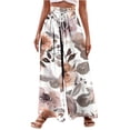thumbnail image 1 of Womens Wide Leg Palazzo Pants Boho Floral 2025 Summer Beach Culottes Flowy Casual Lounge Trousers for Vacation, 2478 Limited Time Clearance, 1 of 5