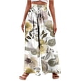 thumbnail image 1 of Womens Wide Leg Palazzo Pants Boho Floral 2025 Summer Beach Culottes Flowy Casual Lounge Trousers for Vacation, 2487 Limited Time Clearance, 1 of 5