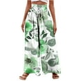 thumbnail image 1 of Womens Wide Leg Palazzo Pants Boho Floral 2025 Summer Beach Culottes Flowy Casual Lounge Trousers for Vacation, 2492 Limited Time, 1 of 5