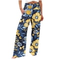 thumbnail image 1 of Womens Wide Leg Pant Boho Floral Printed Summer Palazzo Pants Casual Loose Flowy Beach Vacation Trousers, 1 of 4