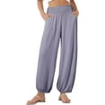 thumbnail image 1 of Womens Wide Leg Pants Casual Elastic Waist Pleated Loose Yoga Sweatpants High Waisted Workout Lounge Pants with Pockets, 1 of 7