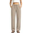 thumbnail image 1 of Womens Wide Leg Pants Casual Flowy Crepe Trousers Free Relaxed Fit Work Business with Pockets, 1 of 9