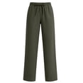 thumbnail image 1 of Womens Wide Leg Pants Casual Flowy Crepe Trousers Free Relaxed Fit Work Business with Pockets, 1 of 9
