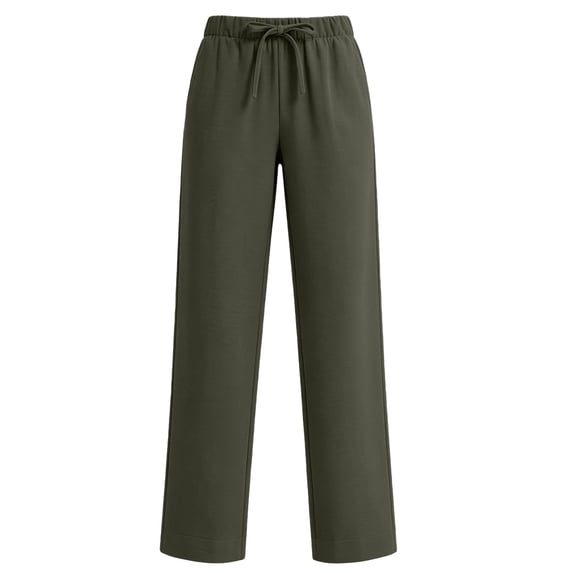 Womens Wide Leg Pants Casual Flowy Crepe Trousers Free Relaxed Fit Work Business with Pockets