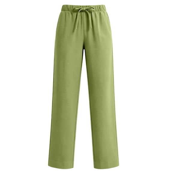 Womens Wide Leg Pants Casual Flowy Crepe Trousers Free Relaxed Fit Work Business with Pockets