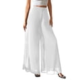 thumbnail image 1 of Womens Wide Leg Pants Chiffon Casual Palazzo Flowy Pleated Trouser Woman Elastic High Waisted Loose Fit Lounge Pant Comfy 2026 White L, 1 of 6