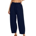 thumbnail image 1 of Womens Wide Leg Pants Drawstring Loose Baggy High Waisted Barrel Pants Summer Lounge Trousers with Pockets, 1 of 5