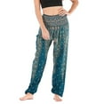 thumbnail image 1 of Womens Wide Leg Pants Elastic High Waisted Vintage Floral Boho Print Casual Loose Flowy Tie Knot Trousers With Pockets,Blue 3,Free Size, 1 of 4