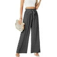 thumbnail image 1 of Womens Wide Leg Pants High Waist Flowy Adjustable Knot Loose Trousers Casuals Lounge Business Pants with Pockets, 1 of 8
