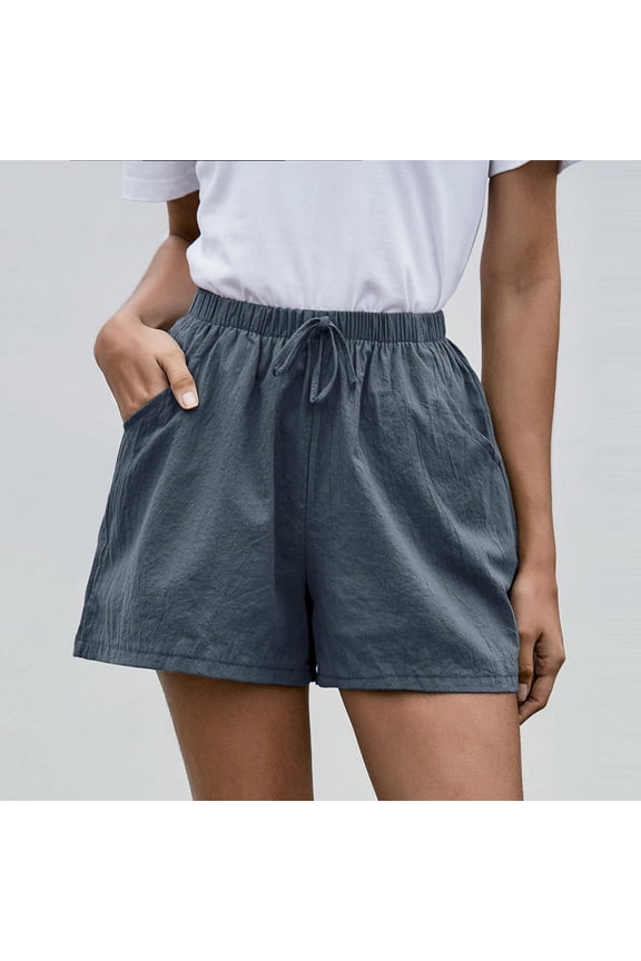 Womens Wide Leg Pants High Waist Straight Pants Casual Cotton Linen Shorts