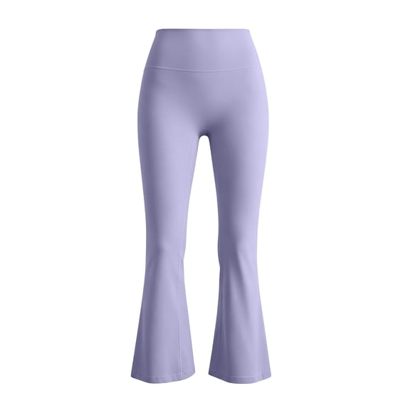 Womens Wide Leg Pants LSQii Fashion Elastic High Waist Flare Trousers with Pockets Solid Color Flared Pants Yoga Sport Gym Workout Wear Summer (Light Violet,XL)