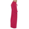 thumbnail image 1 of Womens Wide Leg Pants, Plus Size Cargo Sweatpants Lightweight Outdoor Travel Pants Relaxed Fit Workwear with Pockets & Drawstring, Hot Pink (Button Pocket), X-Large, 1 of 9