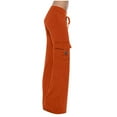 thumbnail image 1 of Womens Wide Leg Pants, Plus Size Cargo Sweatpants Lightweight Outdoor Travel Pants Relaxed Fit Workwear with Pockets & Drawstring, Orange (Button Pocket), 4X-Large, 1 of 9