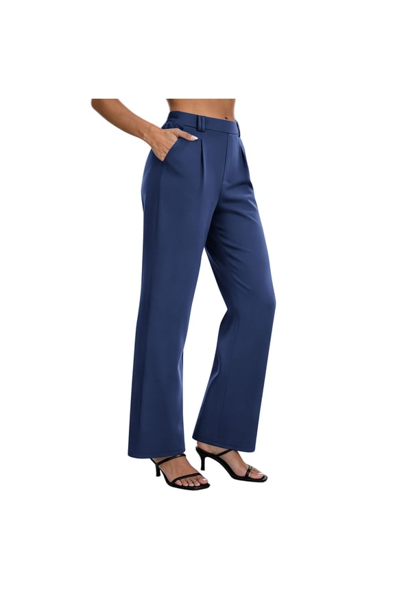 Womens Wide Leg Pants Plus Size Fashion Straight Fit High Waisted Dressy Casual Summer Trousers with Pockets