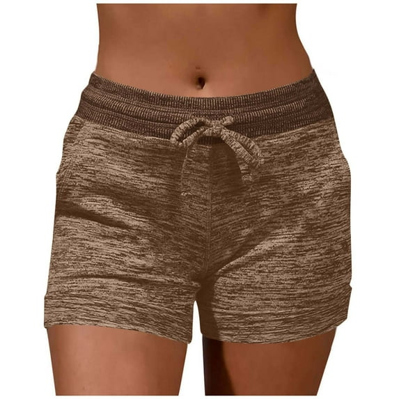 Diufon Summer Shorts for Women Trendy Drawstring Loose Yoga Shorts Elastic High Waisted Beach Shorts with Pockets