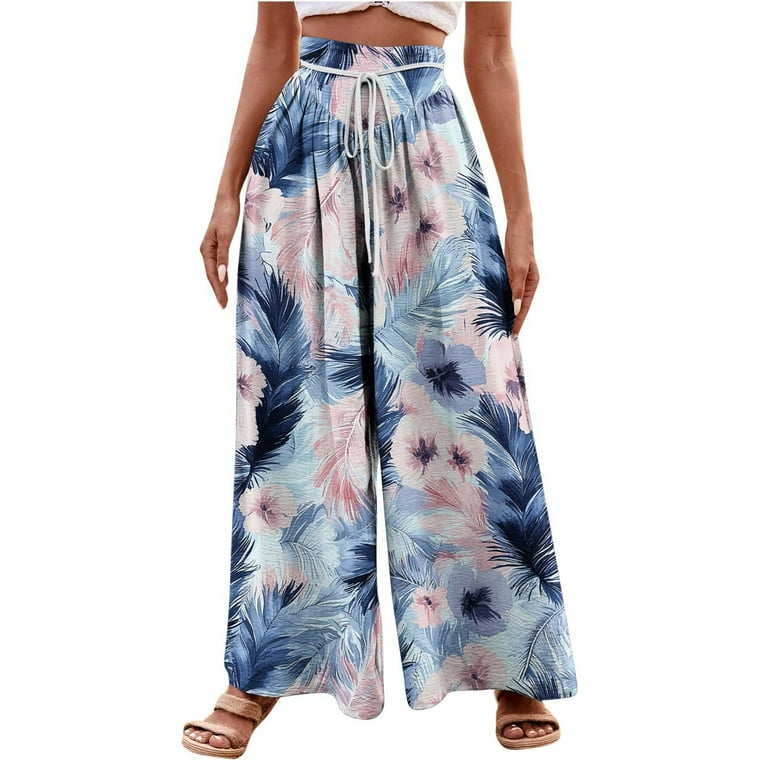 Womens Wide Leg Pants Summer Casual Loose Graphic Pants