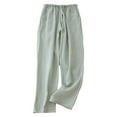 thumbnail image 1 of Womens Wide Leg Pants Womens' Four Seasons Thin Soft Home Loose Double Layers Plaid Pajama Trousers Slacks for Women Green L, 1 of 5