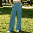 thumbnail image 1 of Womens Wide Leg Pants with Pockets High Waisted Casual Lounge Pants Work Office Pants | CSEONE,Navy L, 1 of 6