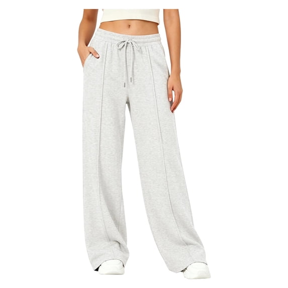 Womens Wide Leg Sweatpants Baggy Fall Lounge Sweat Pants | Cotton Blend Wide Leg Pants with Pockets and Drawstring Waist Khaki XL