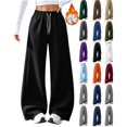 thumbnail image 1 of Womens Wide Leg Sweatpants Baggy Fall Lounge Sweat Pants Fleece Straight Leg Pants with Pockets and Drawstring Waist,Lightweight Soft Sweat Pants, Casual Gym Workout Pants, 1 of 8