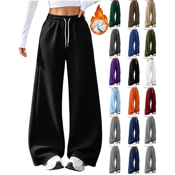 Womens Wide Leg Sweatpants Baggy Fall Lounge Sweat Pants Fleece Straight Leg Pants with Pockets and Drawstring Waist,Lightweight Soft Sweat Pants, Casual Gym Workout Pants