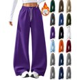 thumbnail image 1 of Womens Wide Leg Sweatpants Baggy Fall Lounge Sweat Pants Fleece Straight Leg Pants with Pockets and Drawstring Waist,Lightweight Soft Sweat Pants, Casual Gym Workout Pants, 1 of 8