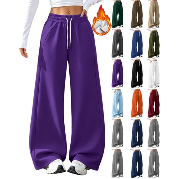 Womens Wide Leg Sweatpants Baggy Fall Lounge Sweat Pants Fleece Straight Leg Pants with Pockets and Drawstring Waist,Lightweight Soft Sweat Pants, Casual Gym Workout Pants
