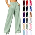 thumbnail image 1 of Womens Wide Leg Sweatpants Casual Loose Solid Color Pants Comfy Lounge Joggers Baggy Sweatpants Pockets, 1 of 4