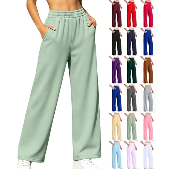 Womens Wide Leg Sweatpants Casual Loose Solid Color Pants Comfy Lounge Joggers Baggy Sweatpants Pockets