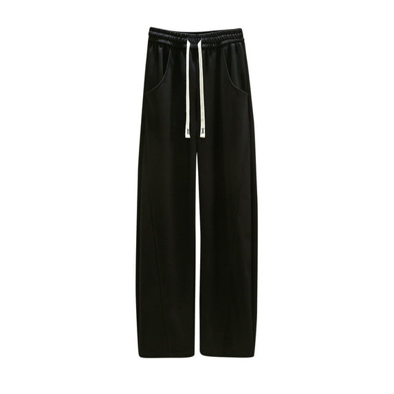 Womens Wide Leg Sweatpants Elastic Waist Drawstring Sport Jogger Pants Casual Baggy Lounge Trouser with Pockets Ladies Clothes