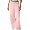 thumbnail image 1 of Womens Wide Leg Sweatpants Elastic Waisted Solid Color Pants Drawstring Athletic Baggy Lounge Pants with Pockets (XL, Pink), 1 of 5