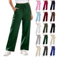 thumbnail image 1 of Womens Wide Leg Sweatpants Fashion Casual Fleece Sweatpants Elastic Waistband Drawstring Straight-leg Workout Yoga Pants with Pockets (Available in Plus), 1 of 1