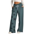 thumbnail image 1 of Womens Wide Leg Sweatpants Fashion Stars Print Patchwork High Waisted Baggy Lounge Pants Athletic Flared Joggers, 1 of 4