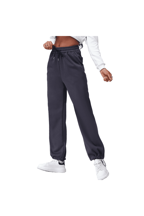 Plus Size Womens Wide Leg Sweatpants Fleece Lined Thermal Winter Warm Baggy Lounge Pants with Pockets