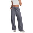 thumbnail image 1 of Womens Wide Leg Sweatpants High Waisted Baggy Lounge Pants Drawstring Flared Joggers with Pockets Dark Gray L, 1 of 8