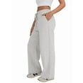 thumbnail image 1 of Womens Wide Leg Sweatpants High Waisted Baggy Lounge Pants Drawstring Flared Joggers with Pockets Light Gray XL, 1 of 7