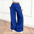 thumbnail image 1 of Womens Wide Leg Sweatpants High Waisted Drawstring Baggy Pants Workout Joggers Trouser with Pockets Blue M, 1 of 8