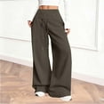 thumbnail image 1 of Womens Wide Leg Sweatpants High Waisted Drawstring Baggy Pants Workout Joggers Trouser with Pockets Brown M, 1 of 8
