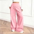thumbnail image 1 of Womens Wide Leg Sweatpants High Waisted Drawstring Baggy Pants Workout Joggers Trouser with Pockets Pinky M, 1 of 8