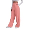 thumbnail image 1 of Womens Wide Leg Sweatpants Loose Elastic High Waisted Athletic Trousers Solid Casual Jogger Sweat Pants Watermelon Red S, 1 of 6