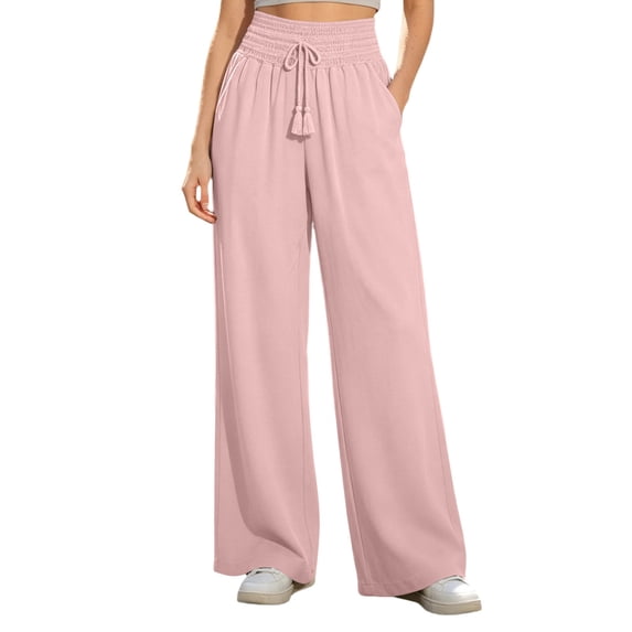 Womens Wide Leg Sweatpants New Wide Leg Trousers for Women Elastic High Waist Casual Pants with Drawstring Daily Versatile Bottoms Pockets